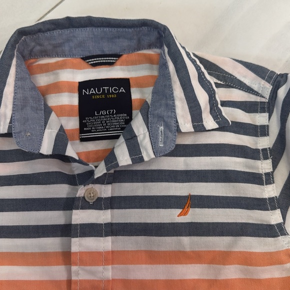 Nautica Striped Button Down Casual Shirt, L/G (7) - Picture 2 of 4